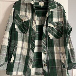 Aerie Green and White Plaid Jacket